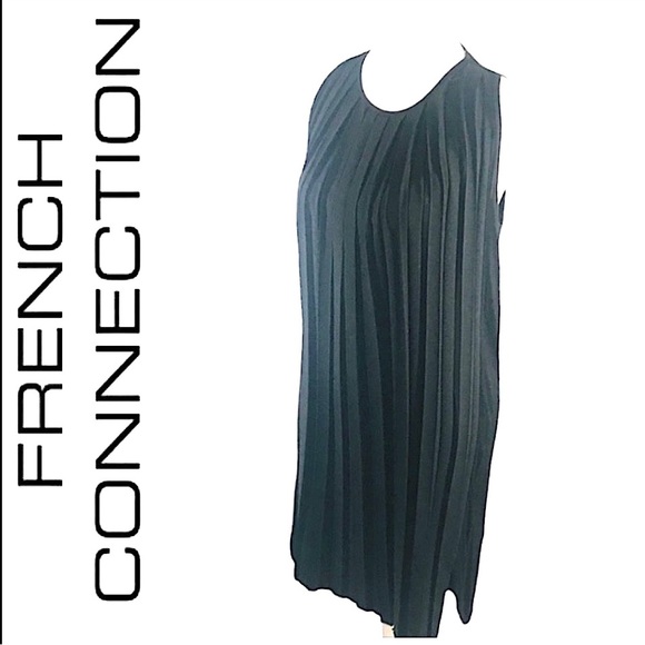 FRENCH CONNECTION Baby Doll Black Satin Pleated Cocktail Dress 2 - Picture 3 of 15